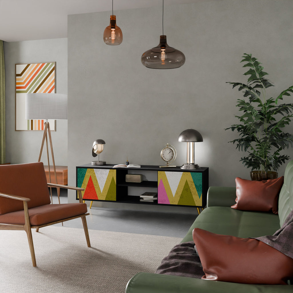 COLORFUL TRIANGLES TV-Lowboard mit 2 Türen in Schwarz