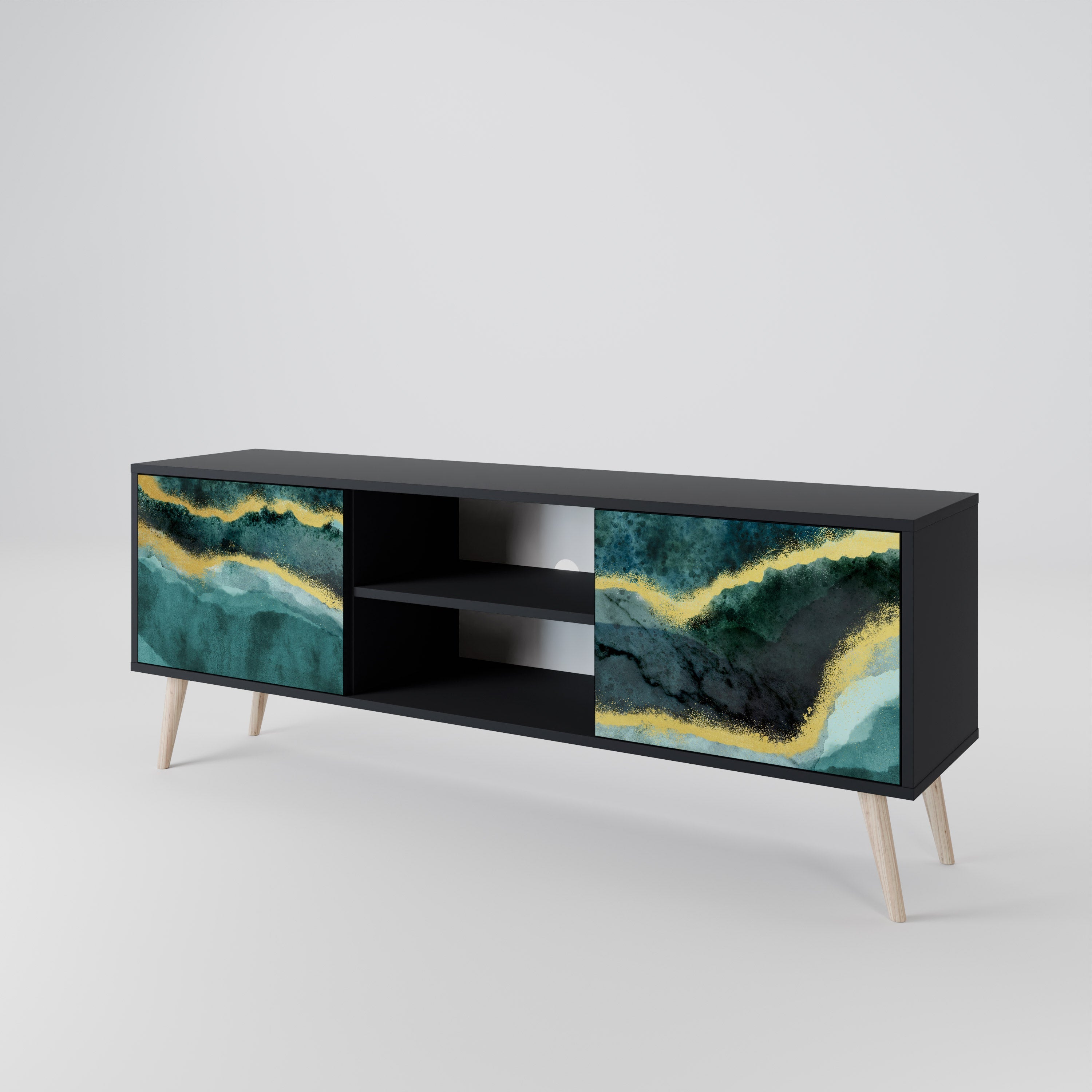 GOLDRUSH ODYSSEY TV-Lowboard mit 2 Türen in Schwarz