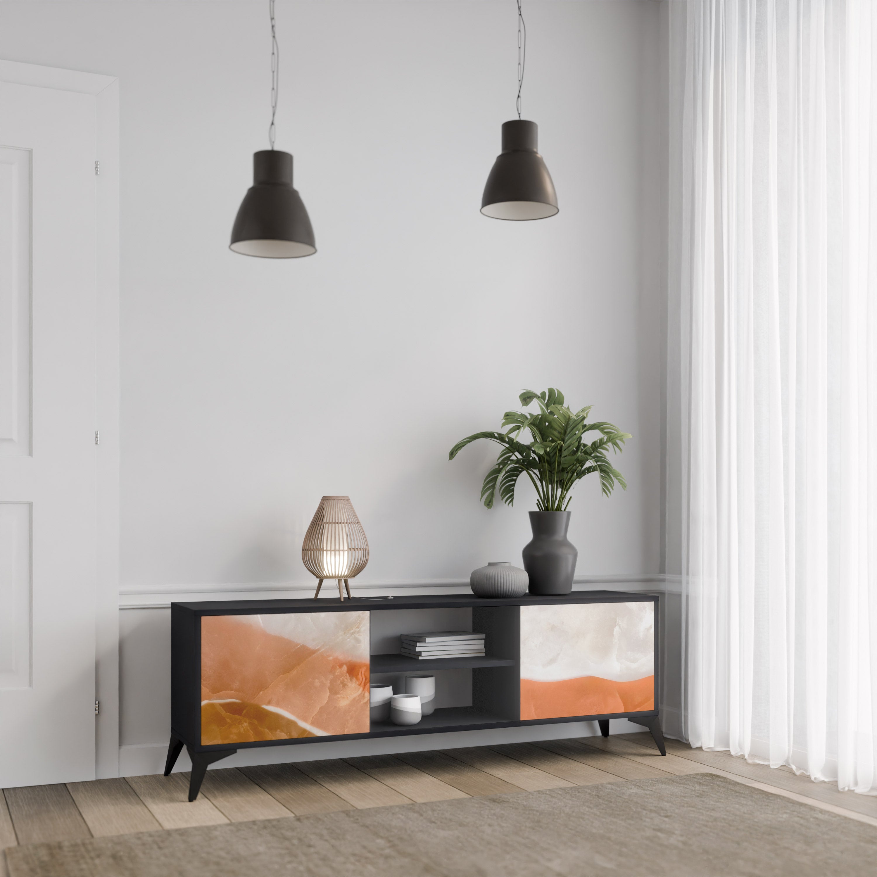 SANDHILLS SPLENDOUR TV-Lowboard mit 2 Türen in Schwarz