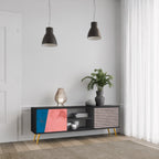 GLAMOROUS STRIPE TV-Lowboard mit 2 Türen in Schwarz