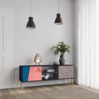 GLAMOROUS STRIPE TV-Lowboard mit 2 Türen in Schwarz