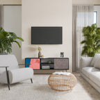 GLAMOROUS STRIPE TV-Lowboard mit 2 Türen in Schwarz