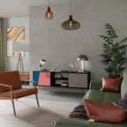 GLAMOROUS STRIPE TV-Lowboard mit 2 Türen in Schwarz