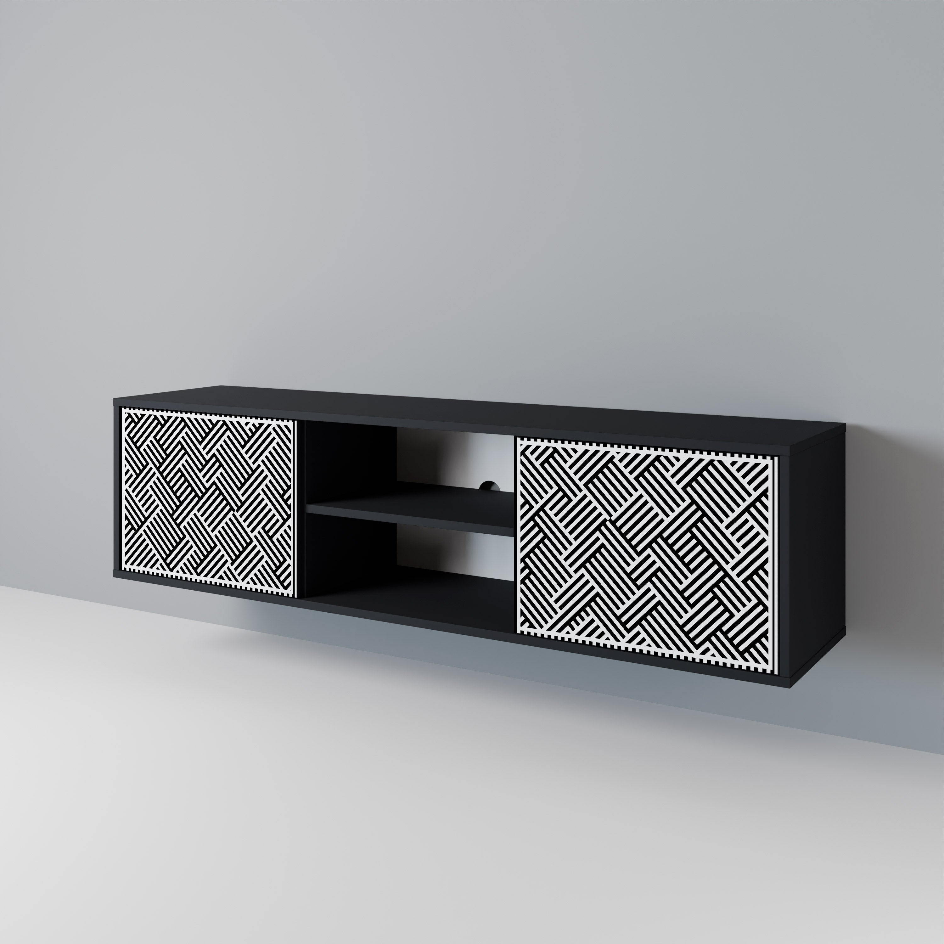 TEMPORARY SEQUENCE TV-Lowboard mit 2 Türen in Schwarz