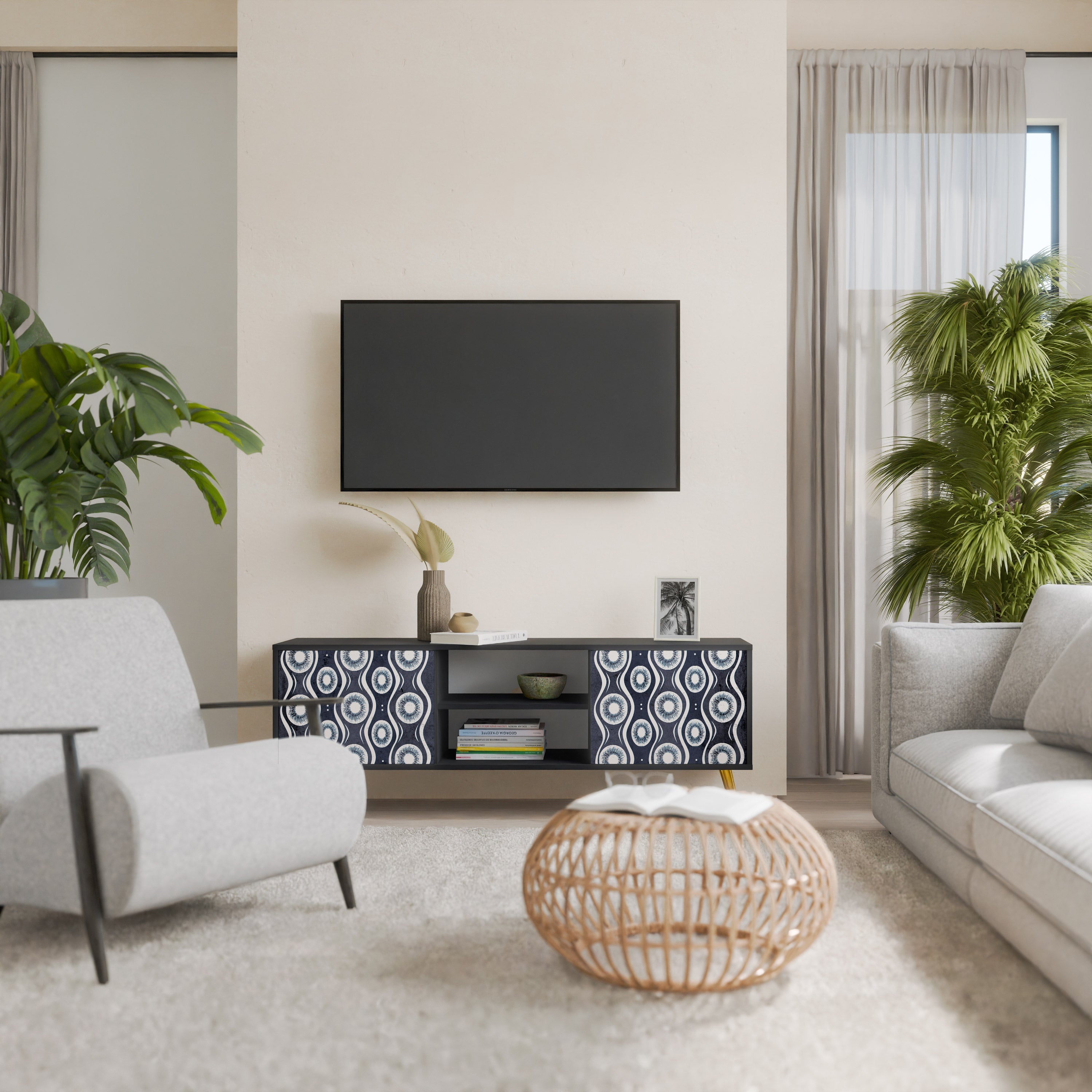 GRAPHITE EYES TV-Lowboard mit 2 Türen in Schwarz