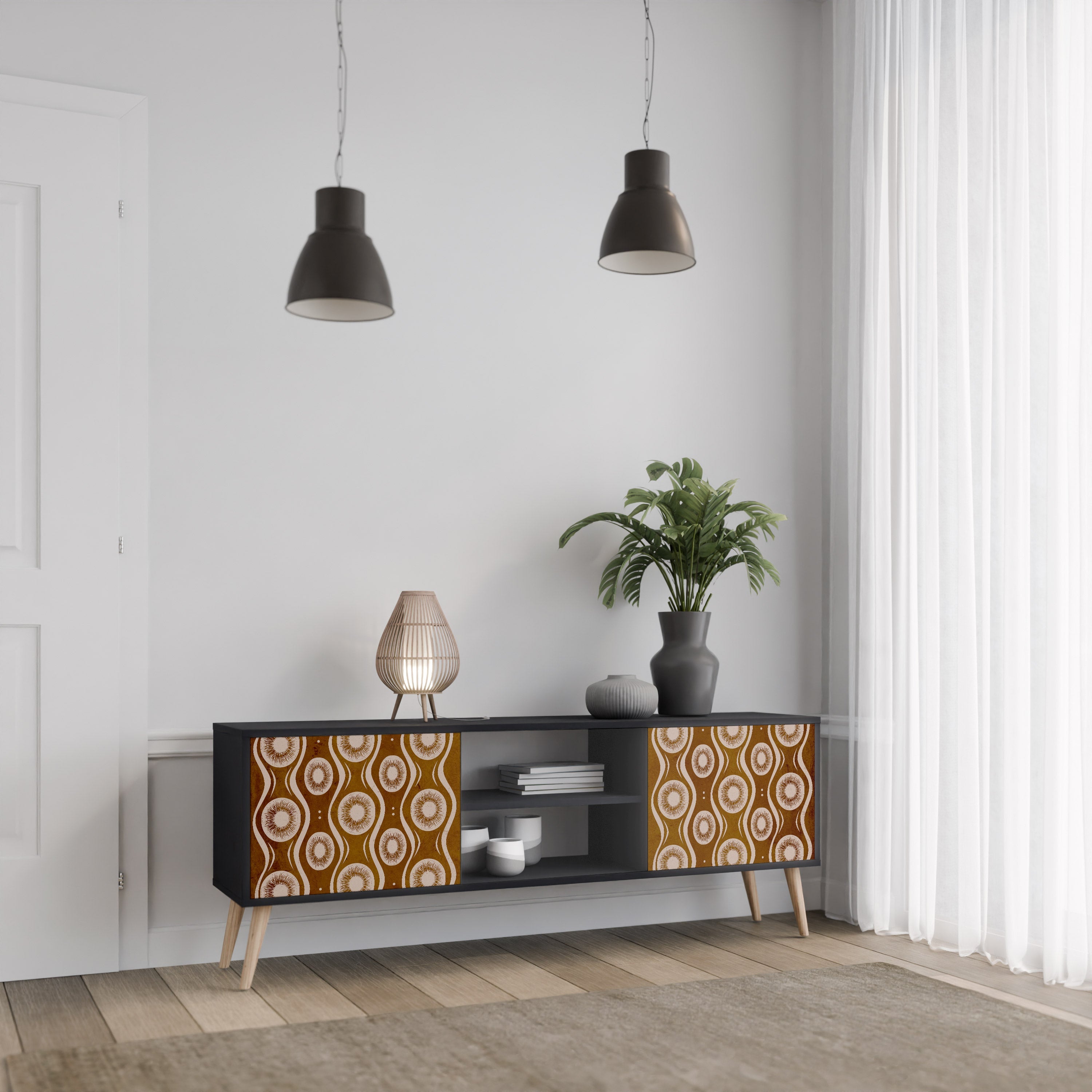 BROWN EYES TV-Lowboard mit 2 Türen in Schwarz