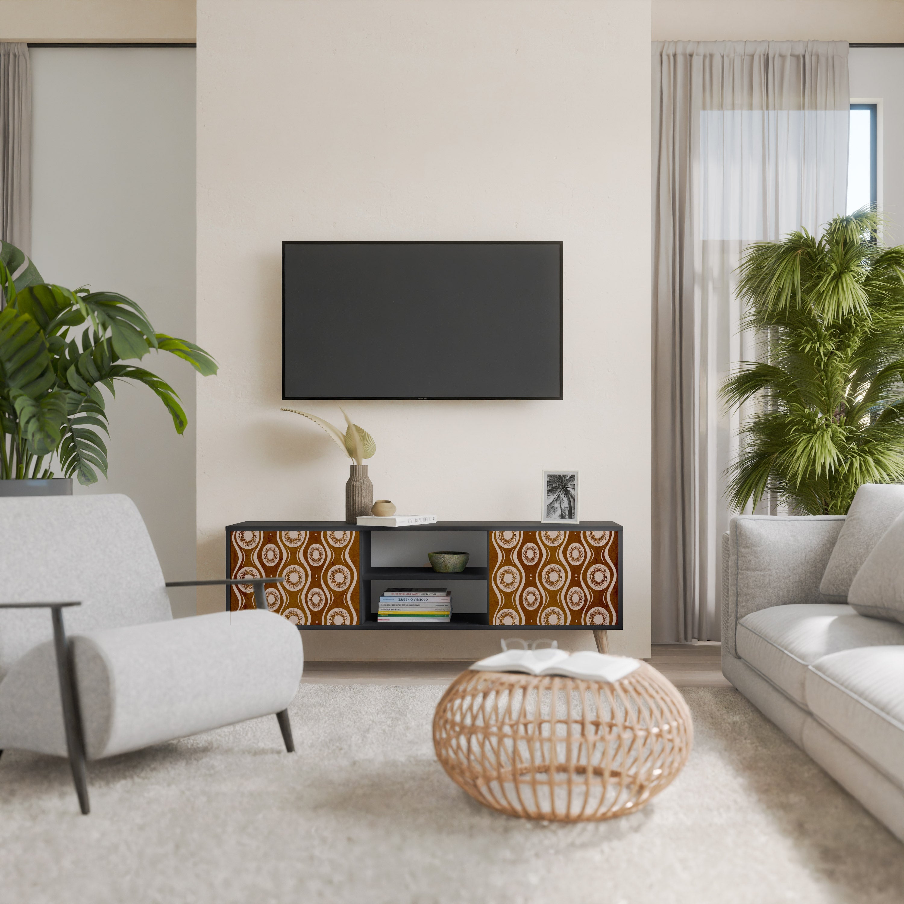 BROWN EYES TV-Lowboard mit 2 Türen in Schwarz