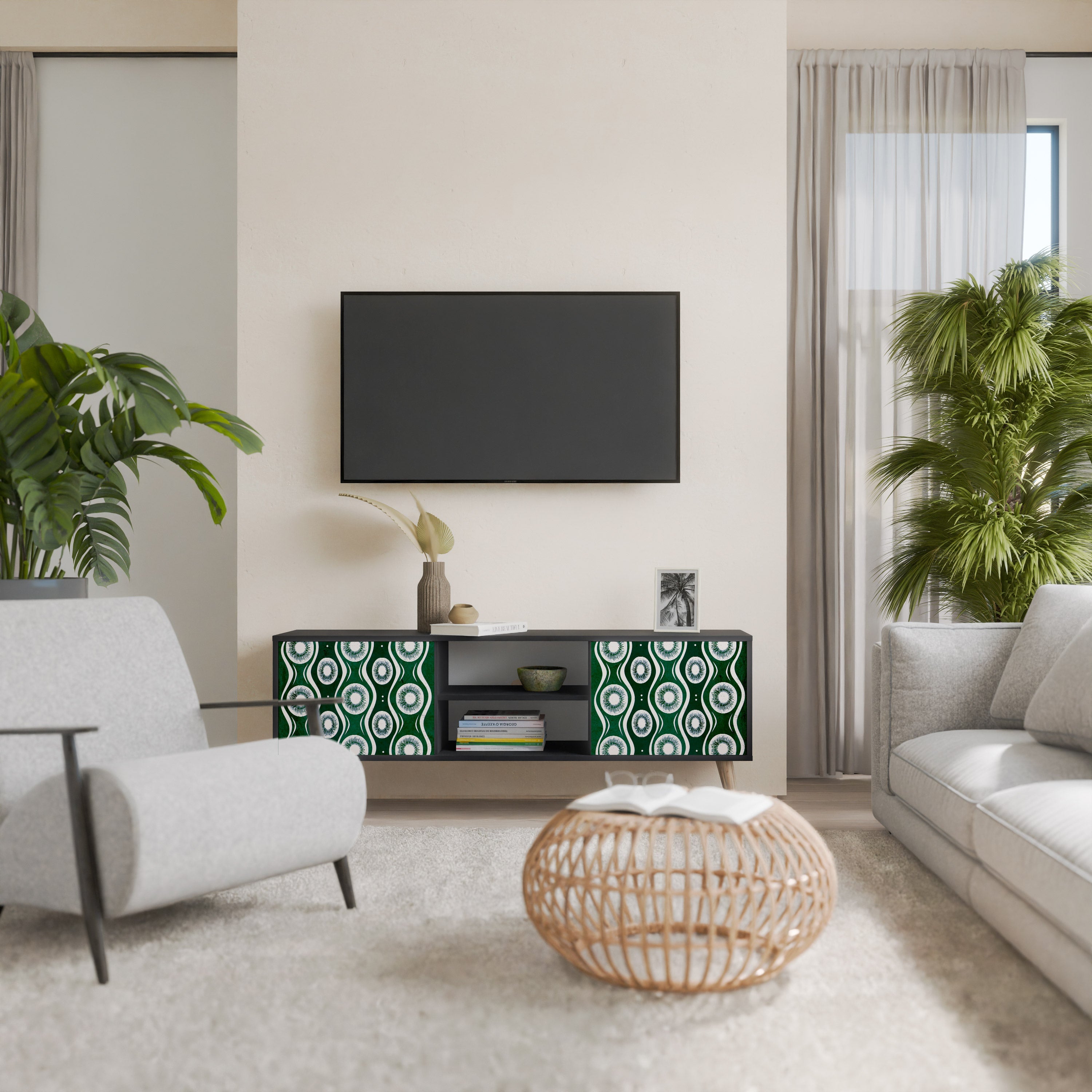 GREEN EYES TV-Lowboard mit 2 Türen in Schwarz