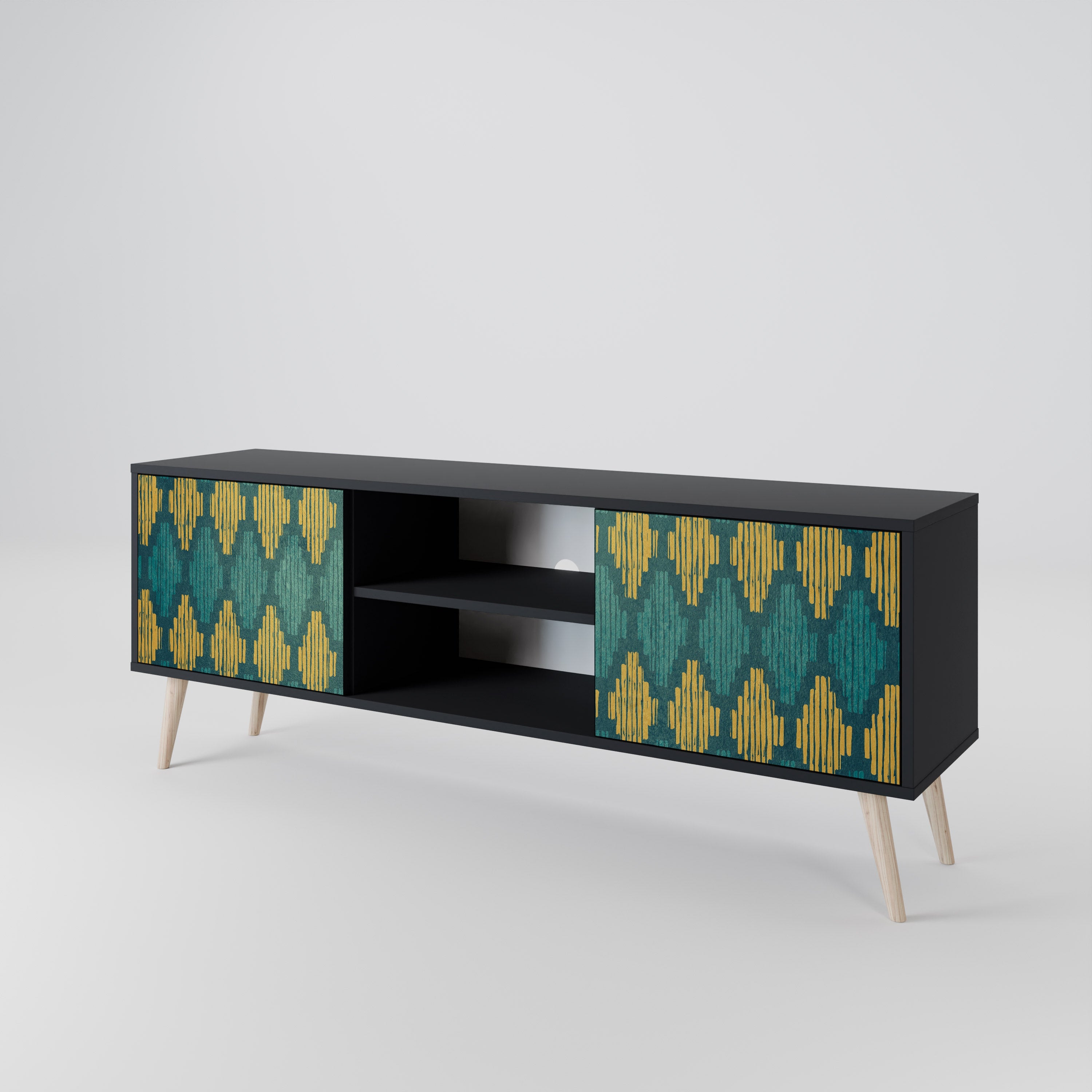 POLYGONS TV-Lowboard mit 2 Türen in Schwarz