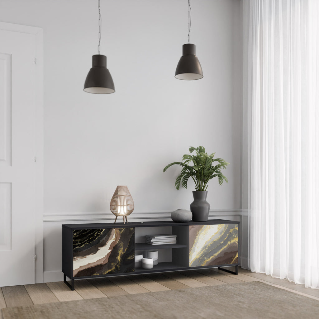 GOLD DUST TV-Lowboard mit 2 Türen in Schwarz