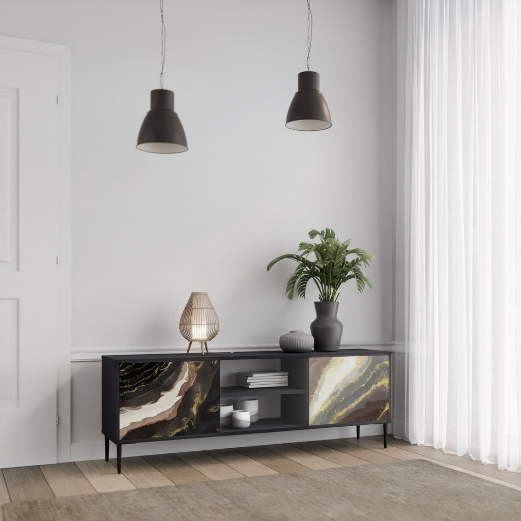 GOLD DUST TV-Lowboard mit 2 Türen in Schwarz