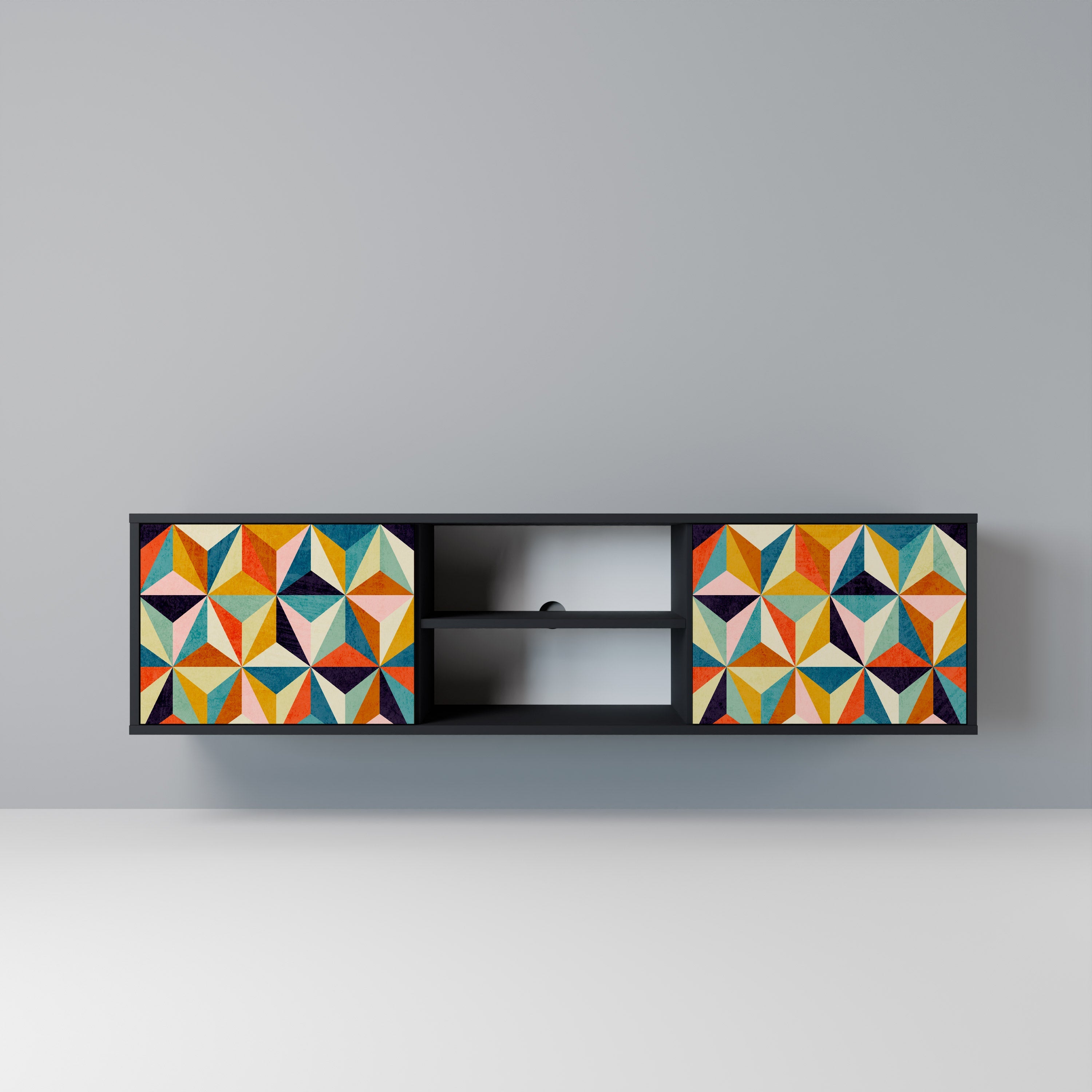 TESSELATE TREASURES TV-Lowboard mit 2 Türen in Schwarz