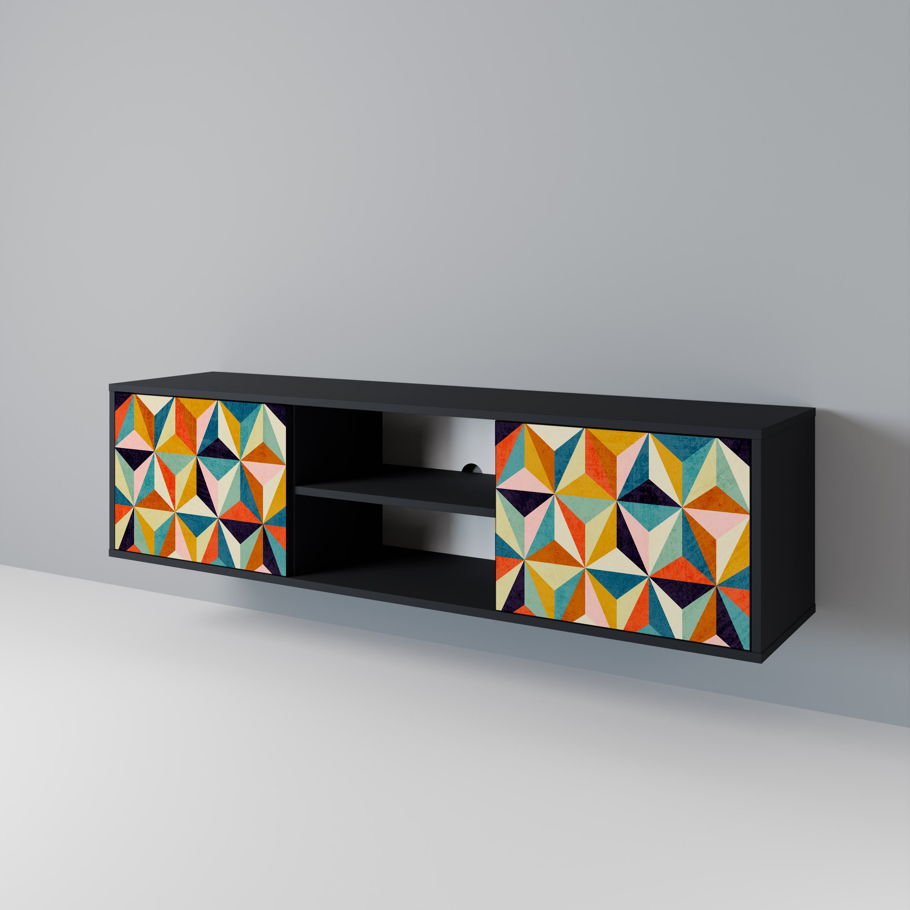 TESSELATE TREASURES TV-Lowboard mit 2 Türen in Schwarz