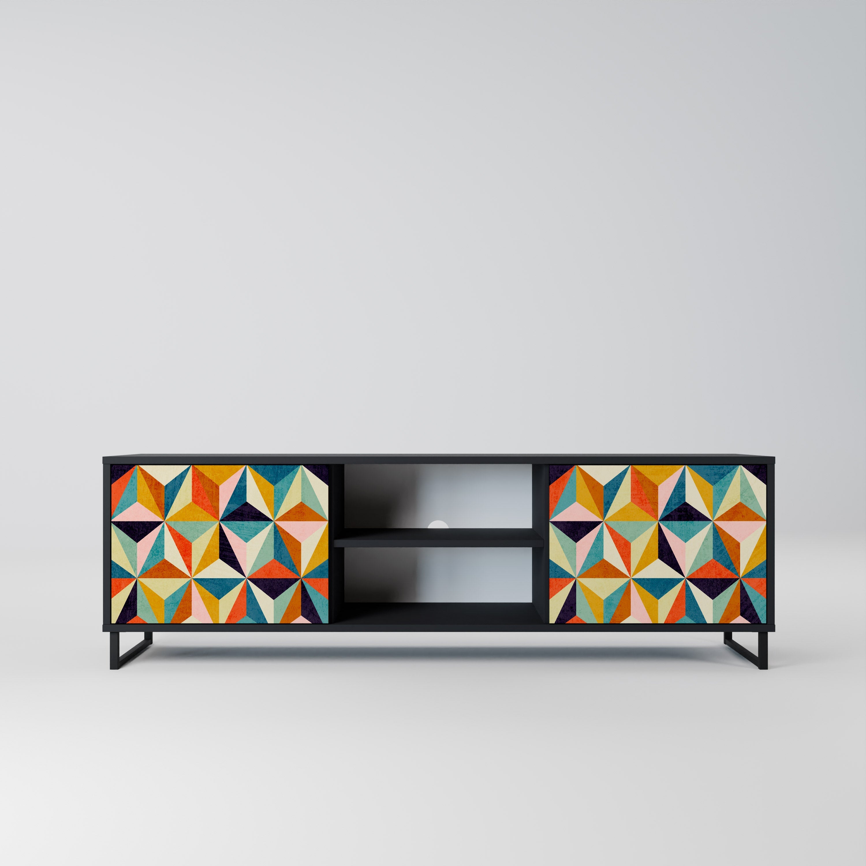 TESSELATE TREASURES TV-Lowboard mit 2 Türen in Schwarz