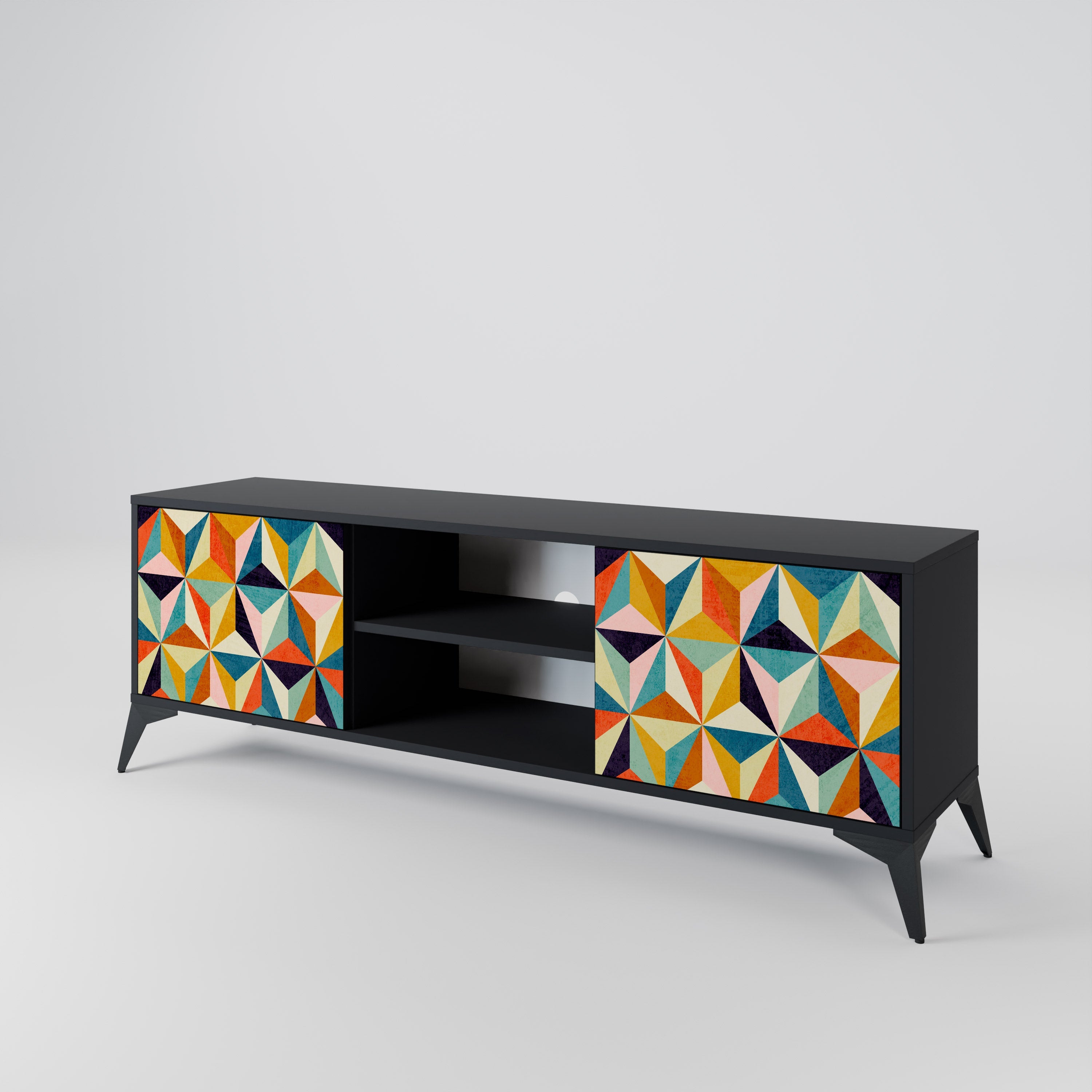 TESSELATE TREASURES TV-Lowboard mit 2 Türen in Schwarz