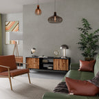 NATURAL WOOD TV-Lowboard mit 2 Türen in Schwarz