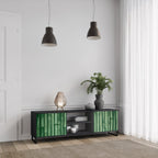 NATURAL GREEN 2-Door TV Stand in Black Finish
