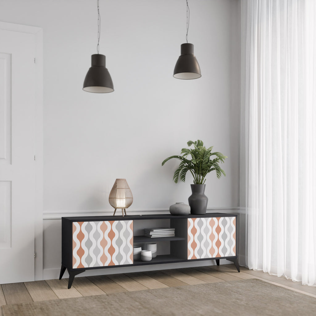 HAZY NOSTALGIA 2-Door TV Stand in Black Finish