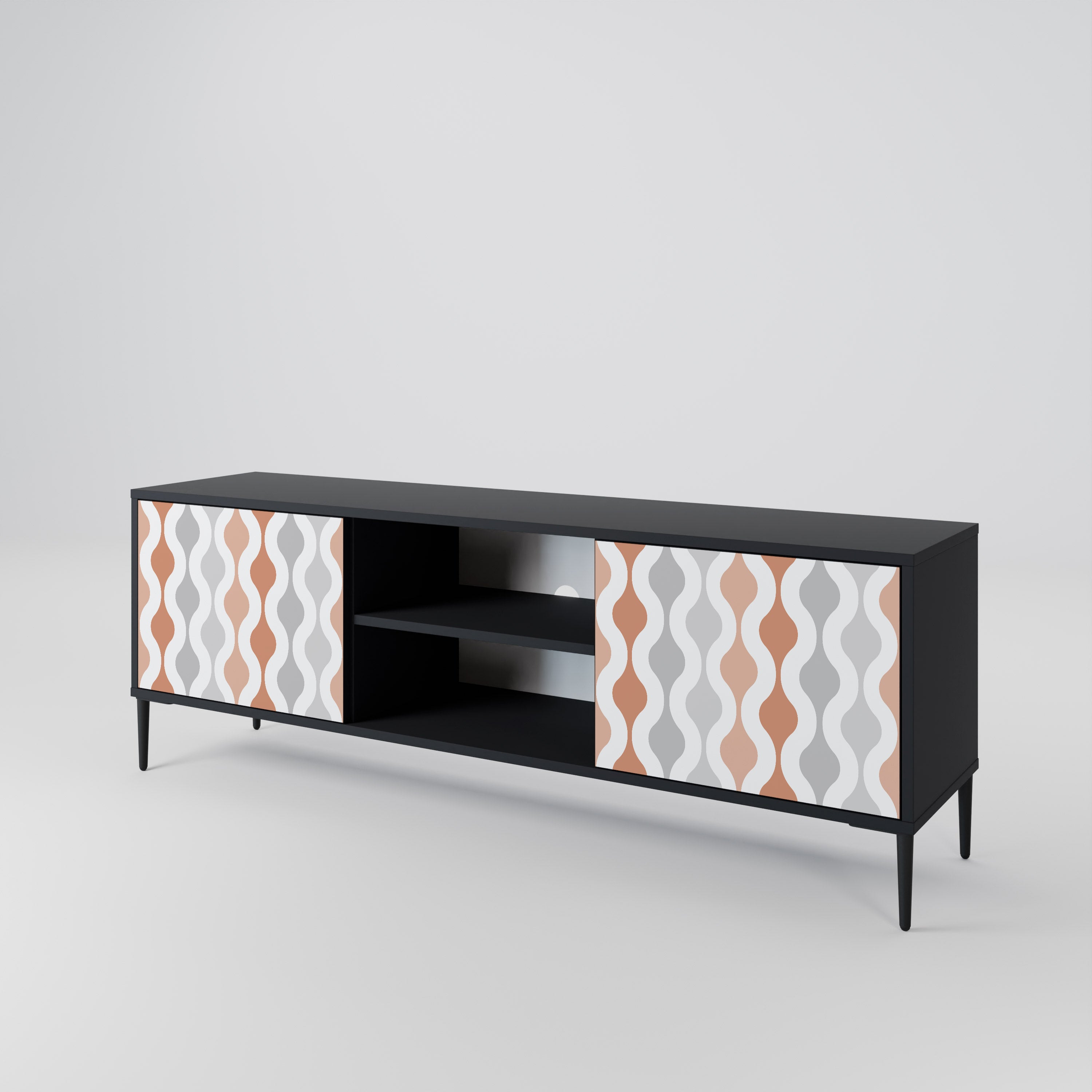 HAZY NOSTALGIA 2-Door TV Stand in Black Finish