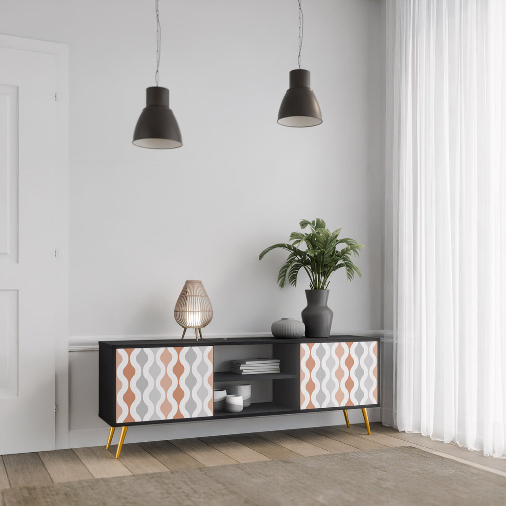 HAZY NOSTALGIA 2-Door TV Stand in Black Finish