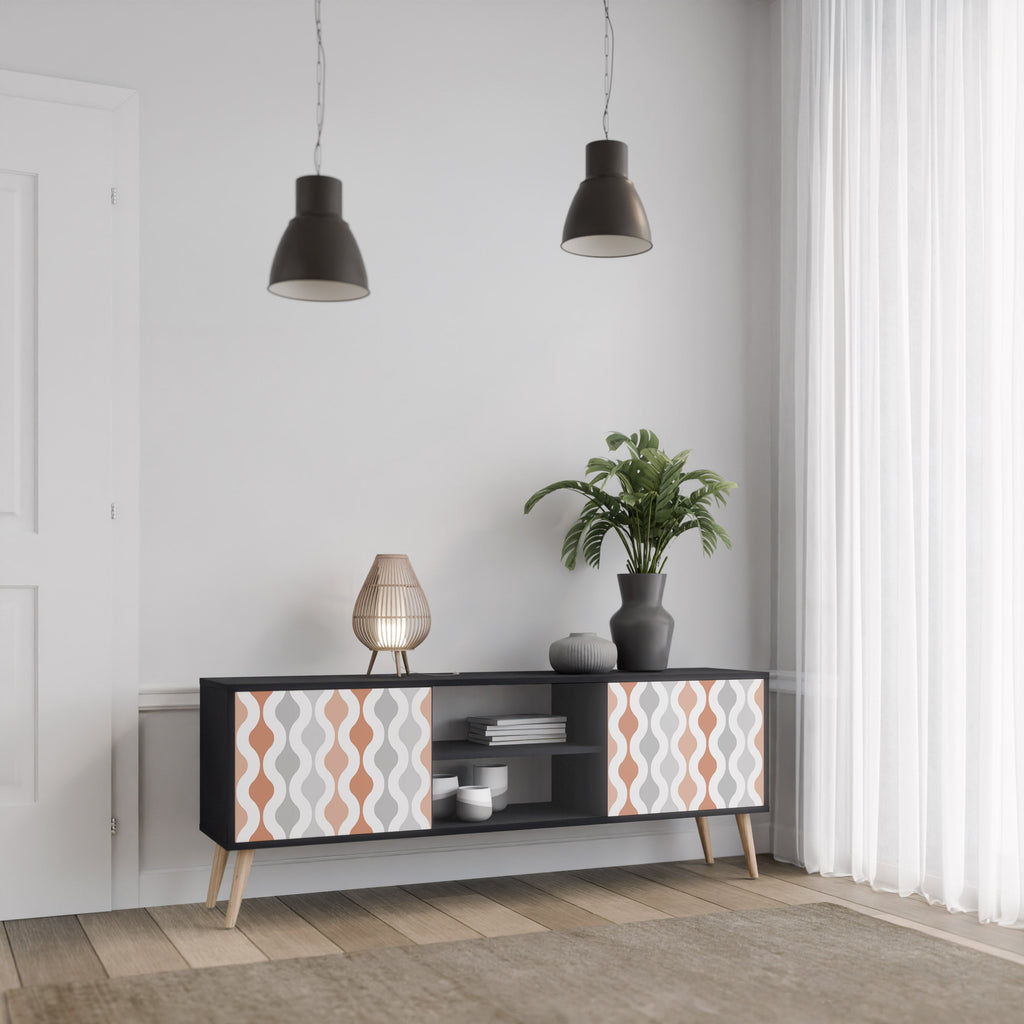 HAZY NOSTALGIA 2-Door TV Stand in Black Finish