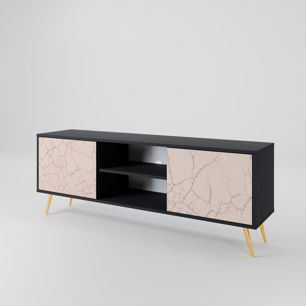 CERAMIC TEXTURE TV-Lowboard mit 2 Türen in Schwarz
