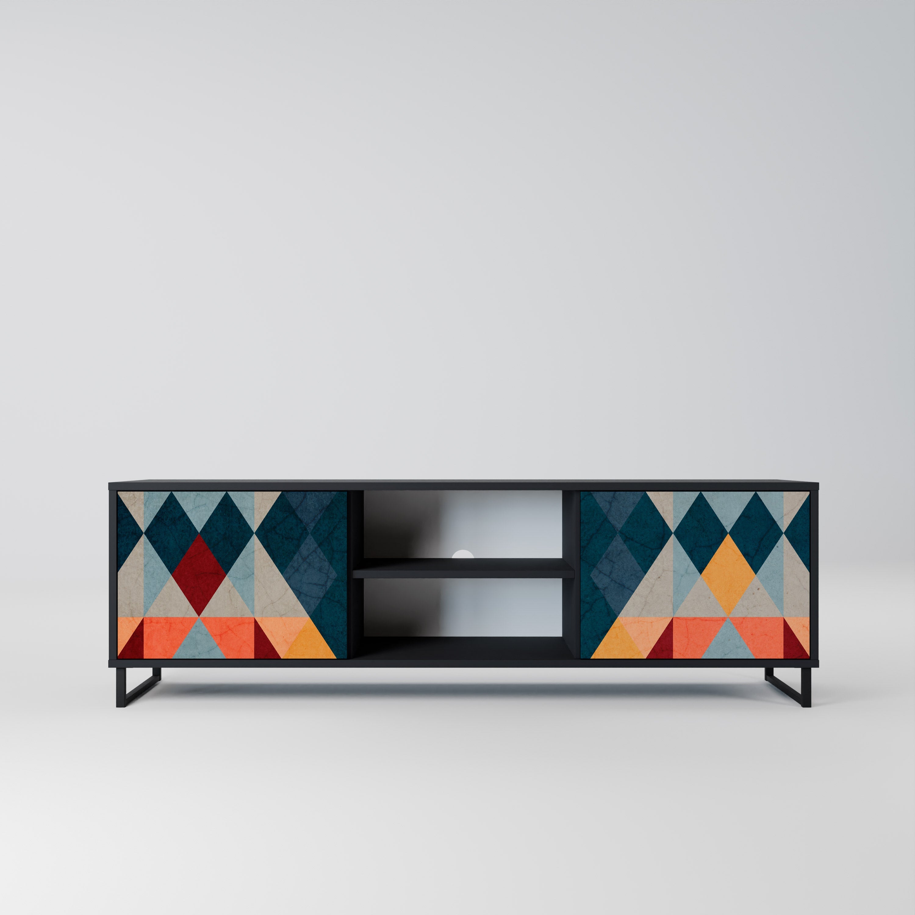 CRACKED ILLUSION 2-Door TV Stand in Black Finish