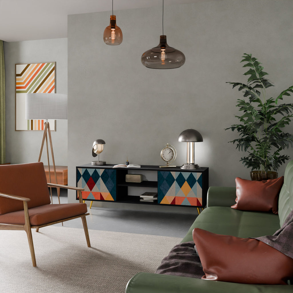 CRACKED ILLUSION TV-Lowboard mit 2 Türen in Schwarz