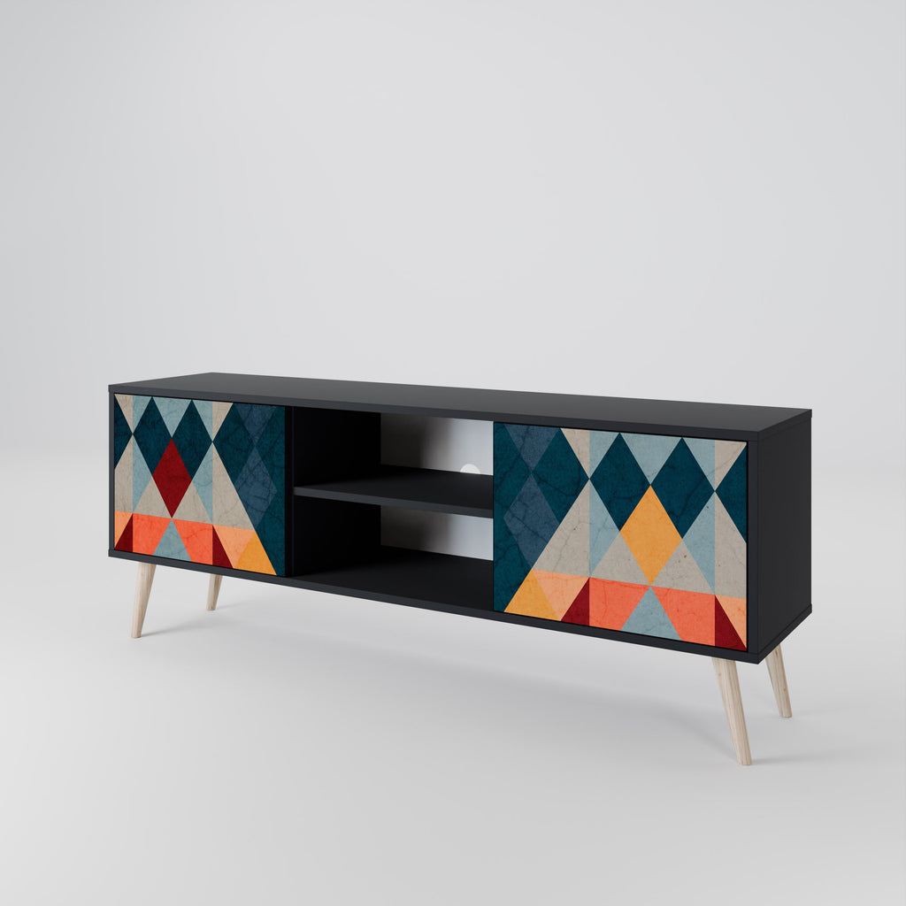 CRACKED ILLUSION TV-Lowboard mit 2 Türen in Schwarz