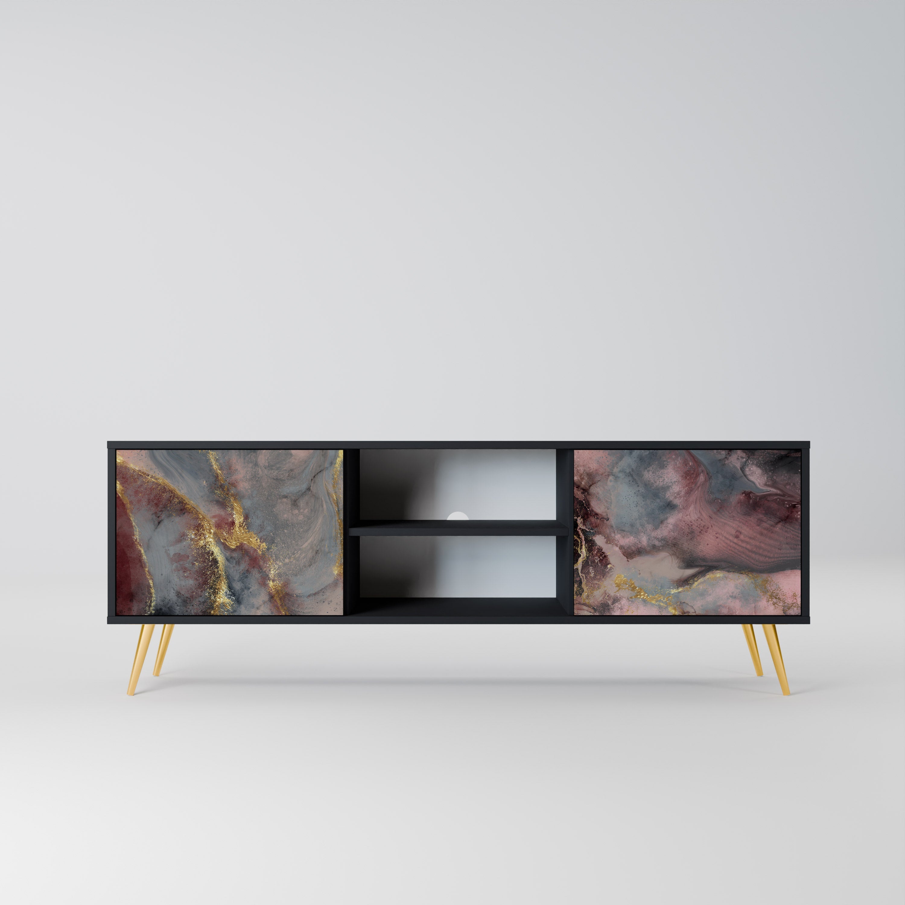 GOLDEN TIDES 2-Door TV Stand in Black Finish