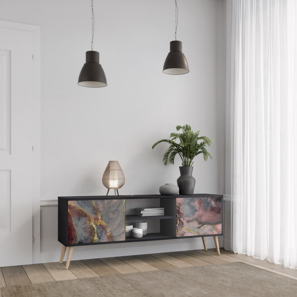 GOLDEN TIDES TV-Lowboard mit 2 Türen in Schwarz