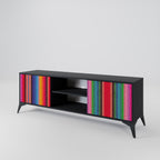 ETHNIC MEXICAN 2-Door TV Stand in Black Finish