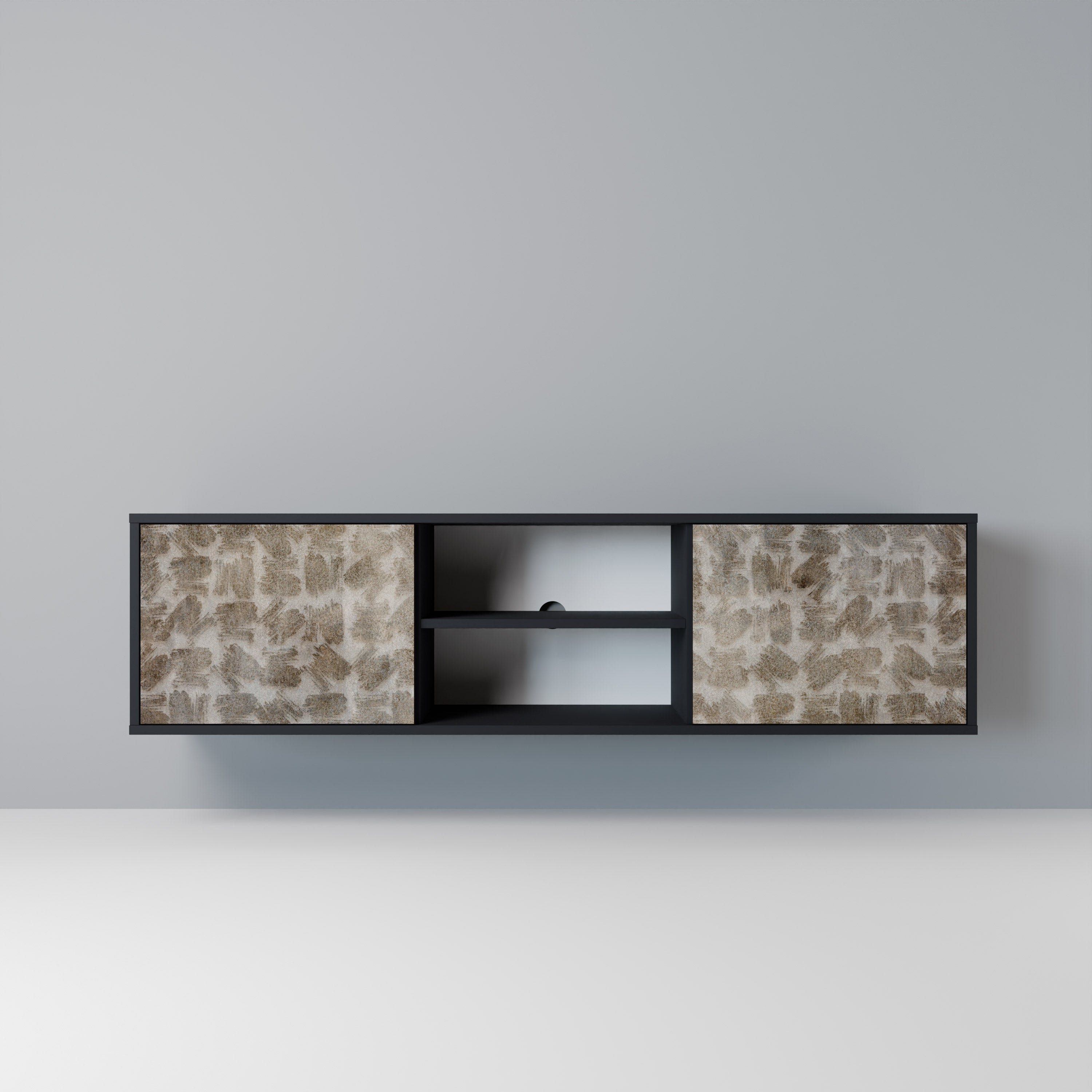 SLIGHTLY BLURRED 2-Door TV Stand in Black Finish