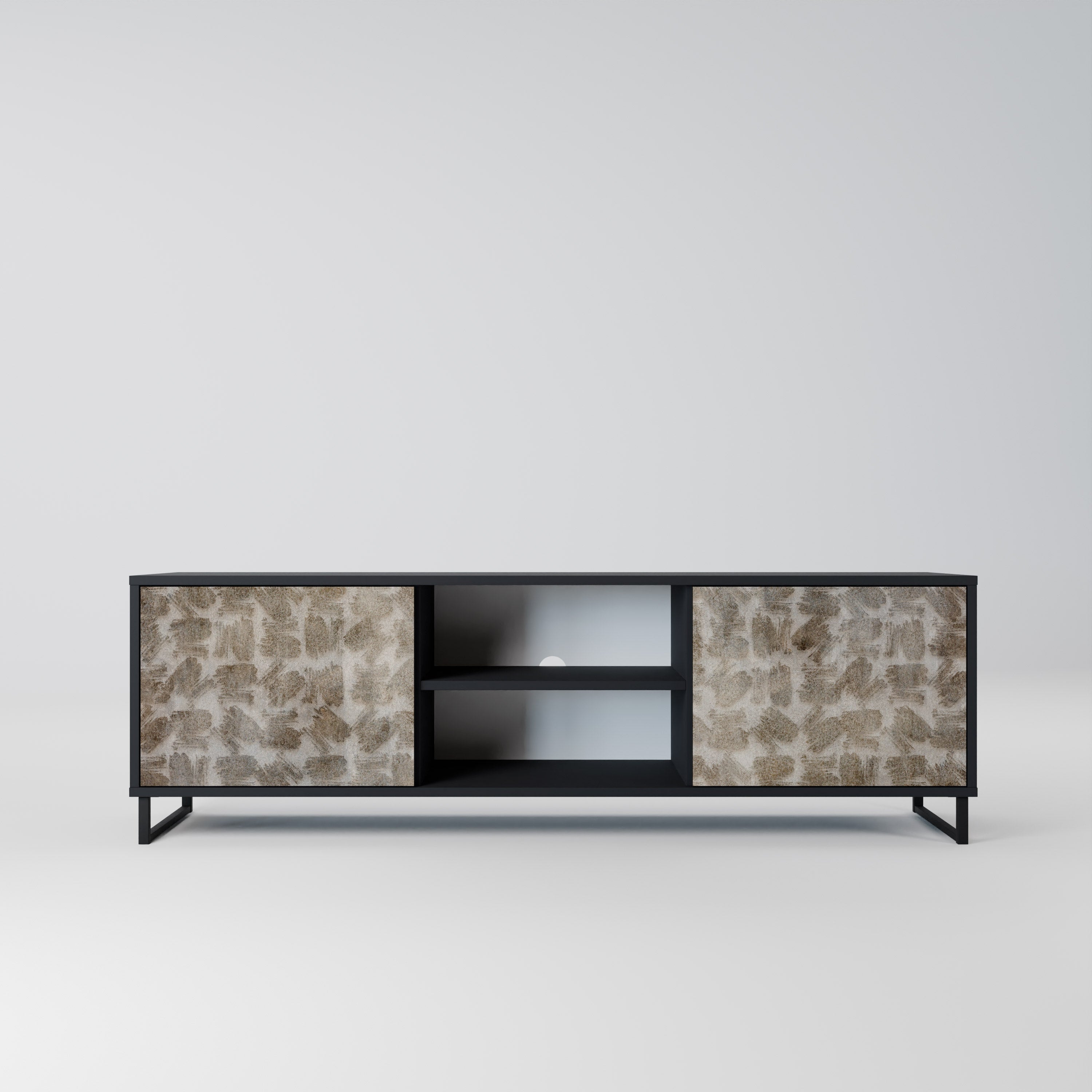 SLIGHTLY BLURRED 2-Door TV Stand in Black Finish