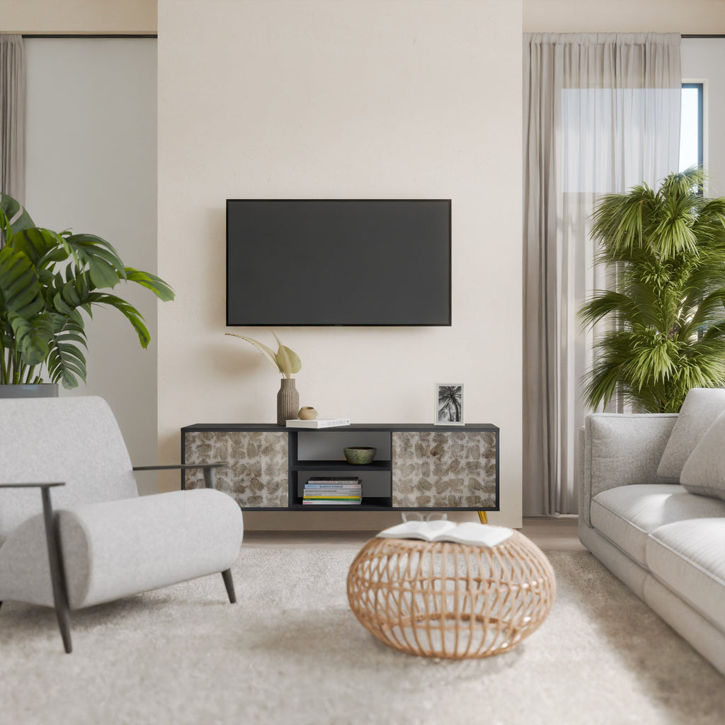 SLIGHTLY BLURRED TV-Lowboard mit 2 Türen in Schwarz