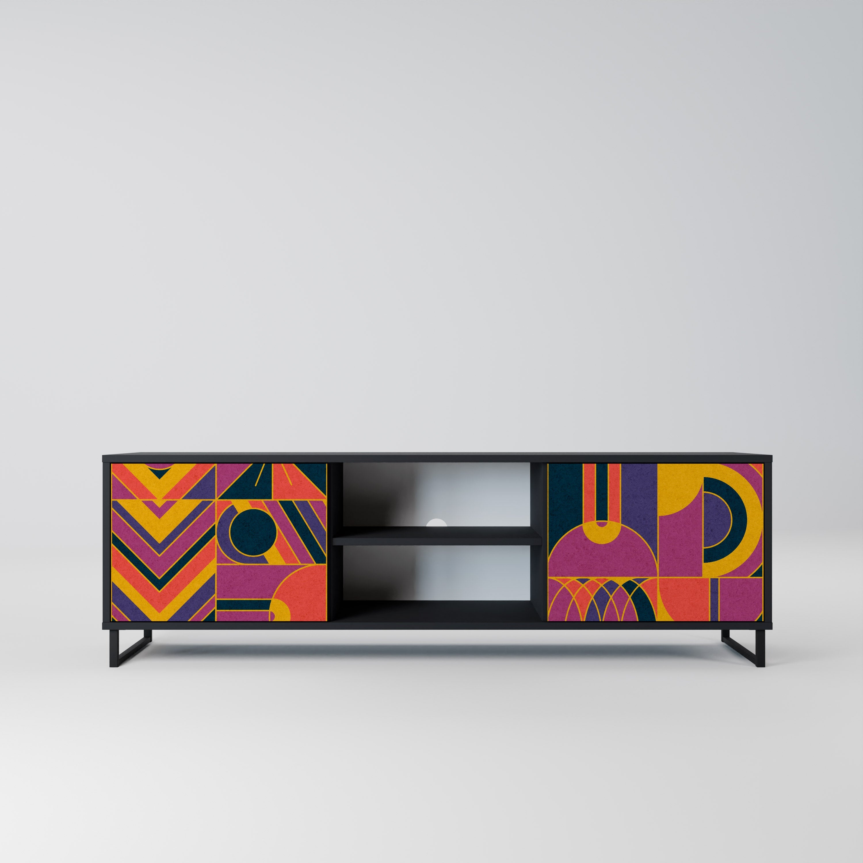 ELECTRIC PATTERNS 2-Door TV Stand in Black Finish