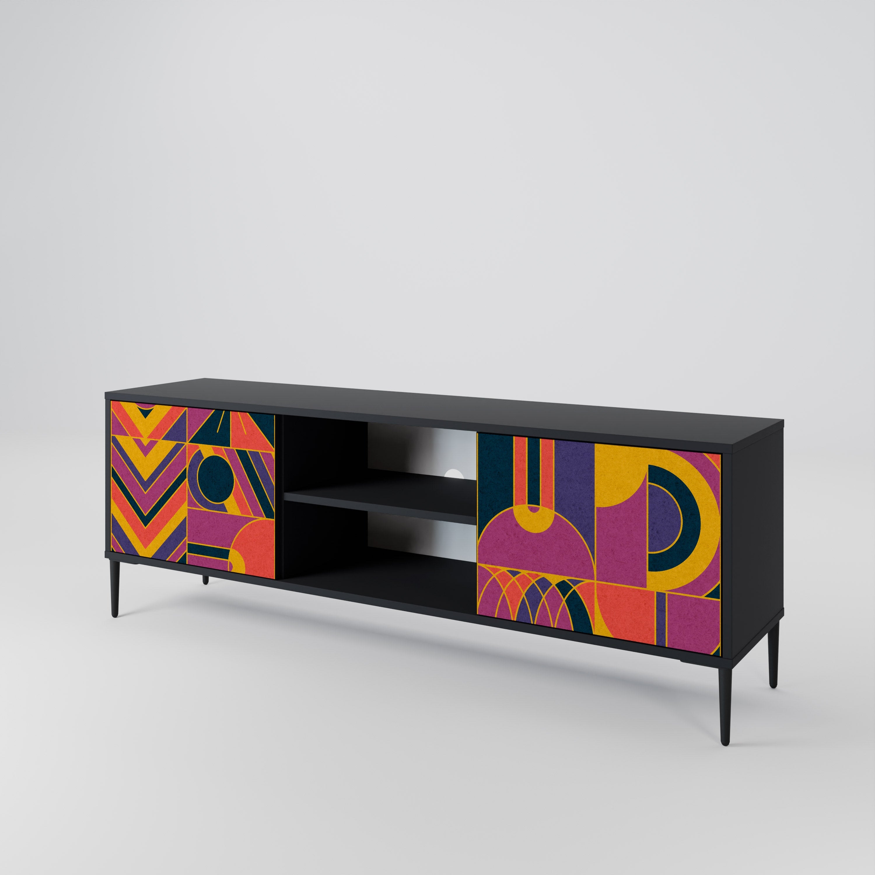 ELECTRIC PATTERNS 2-Door TV Stand in Black Finish