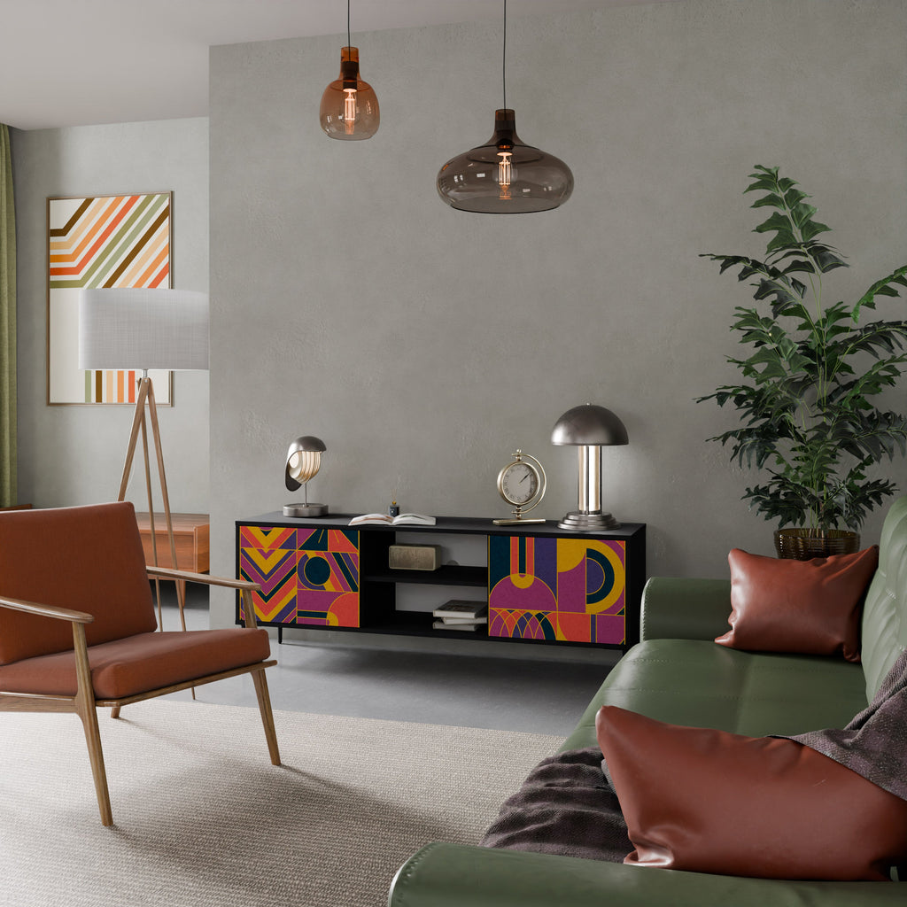 ELECTRIC PATTERNS TV-Lowboard mit 2 Türen in Schwarz