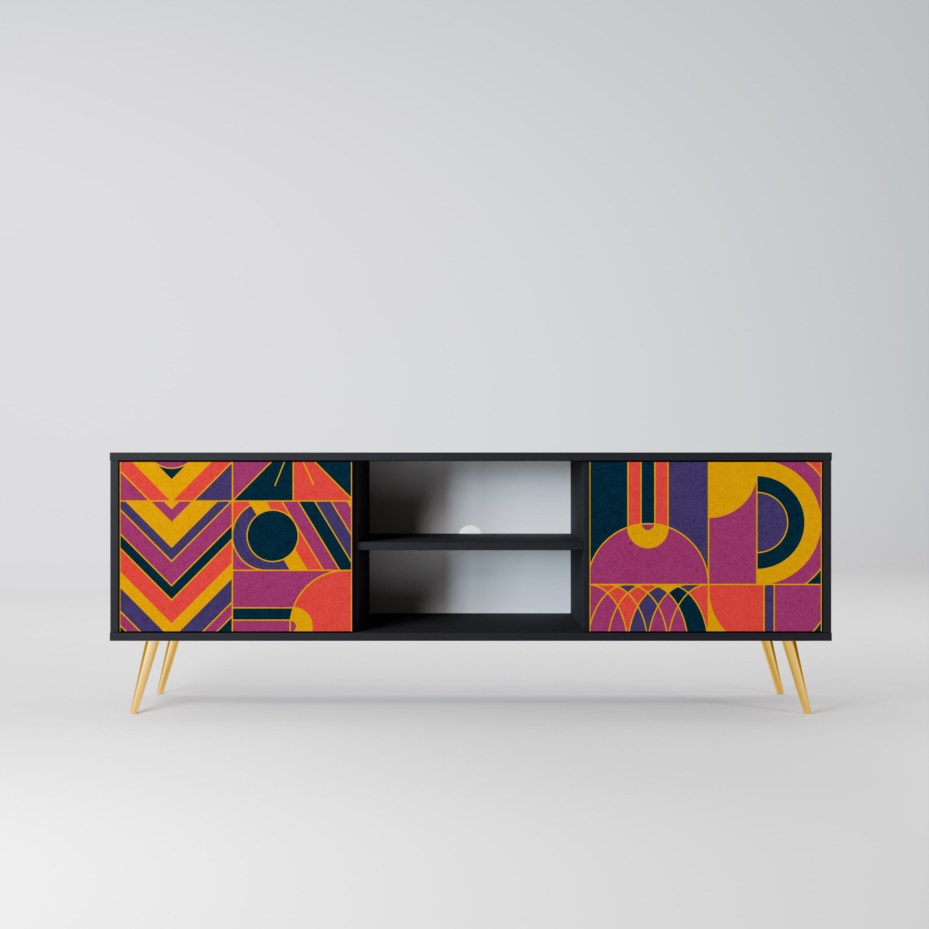 ELECTRIC PATTERNS 2-Door TV Stand in Black Finish