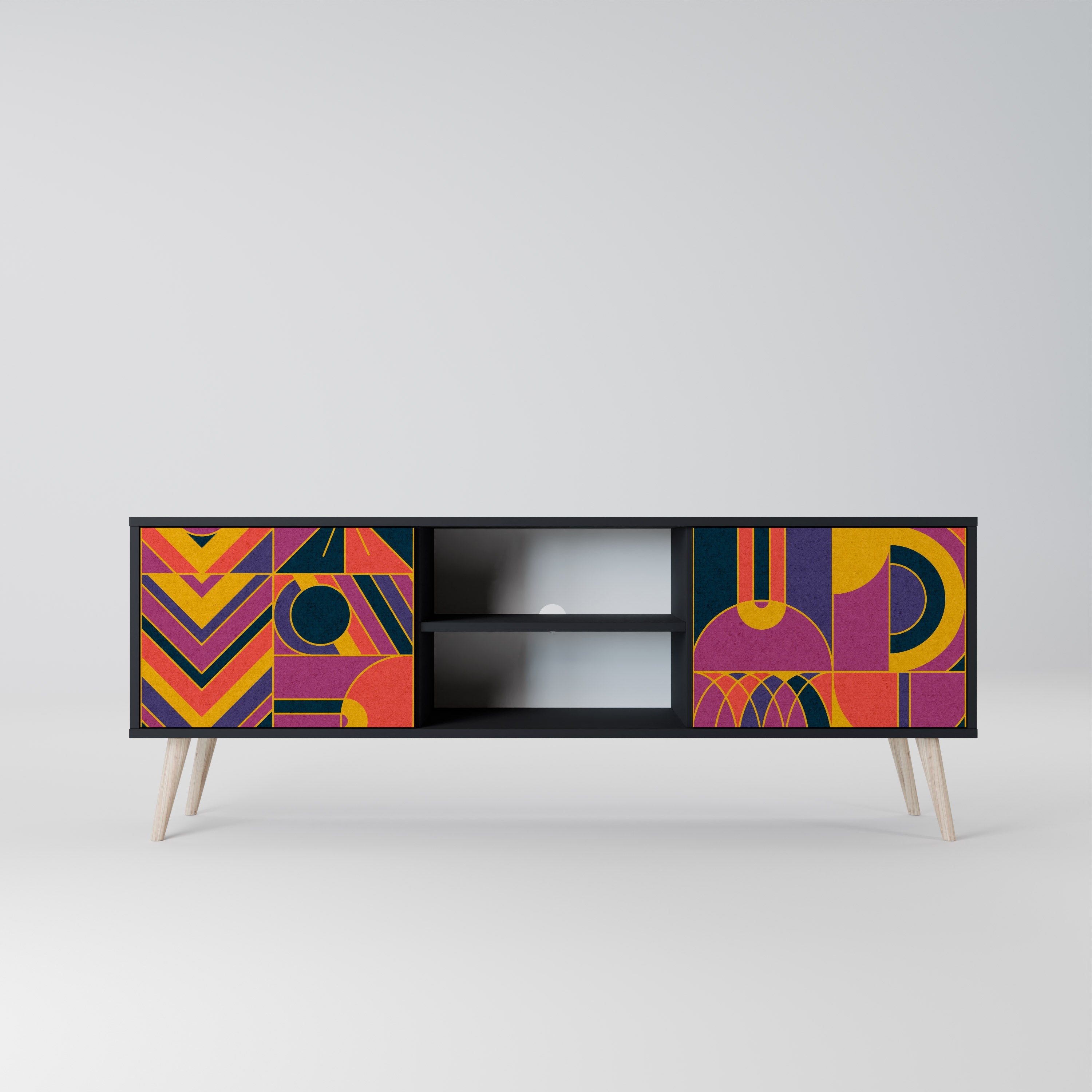 ELECTRIC PATTERNS 2-Door TV Stand in Black Finish