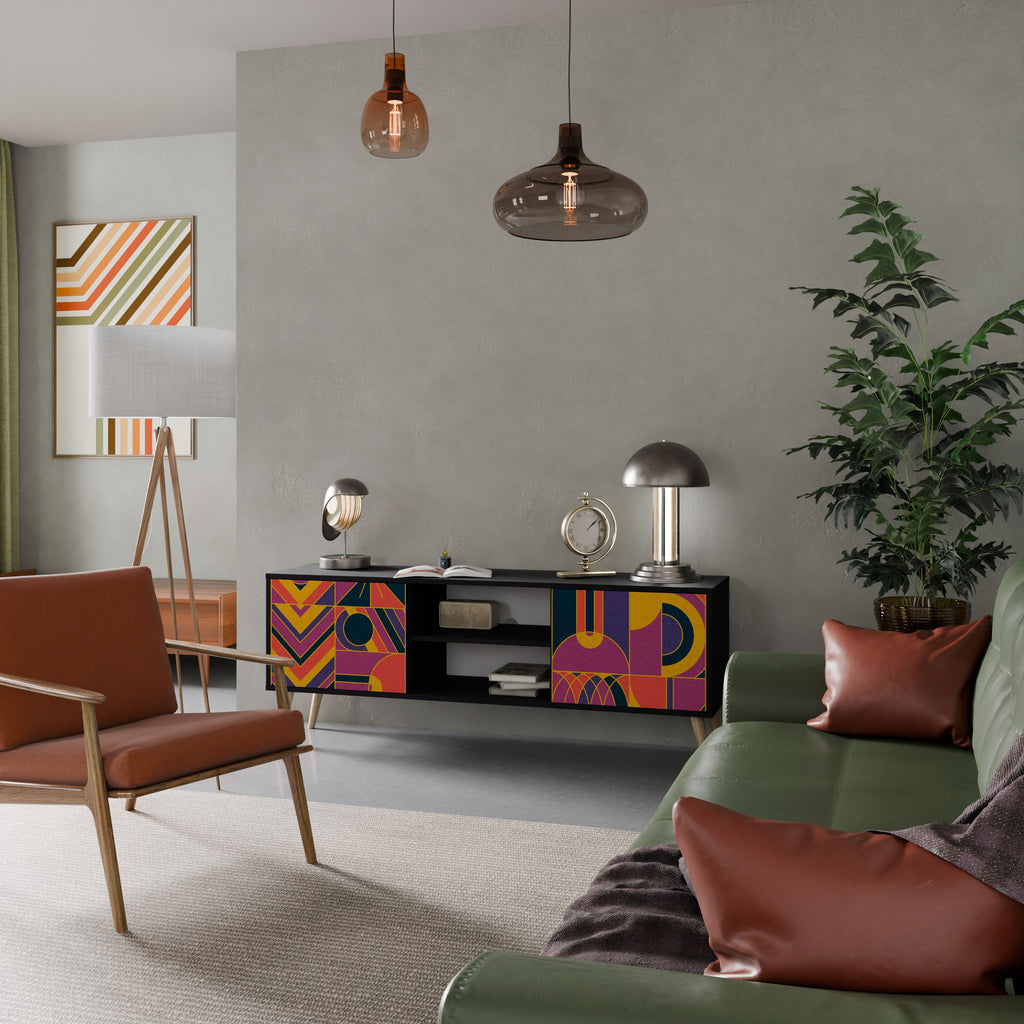 ELECTRIC PATTERNS TV-Lowboard mit 2 Türen in Schwarz