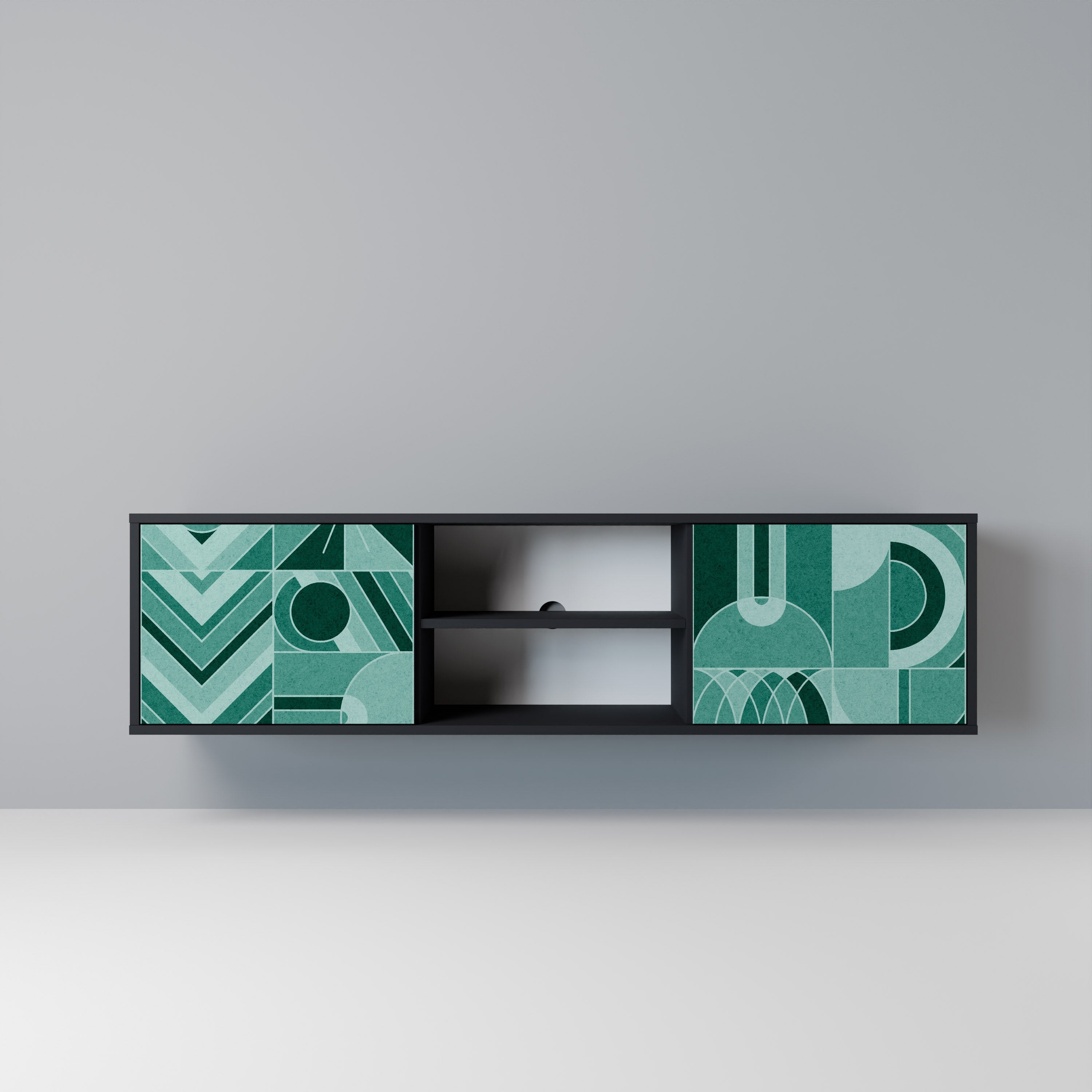 HARMONIC GRID 2-Door TV Stand in Black Finish