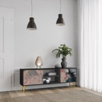 GILDED SWIRLS 2-Door TV Stand in Black Finish