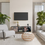 GILDED SWIRLS 2-Door TV Stand in Black Finish