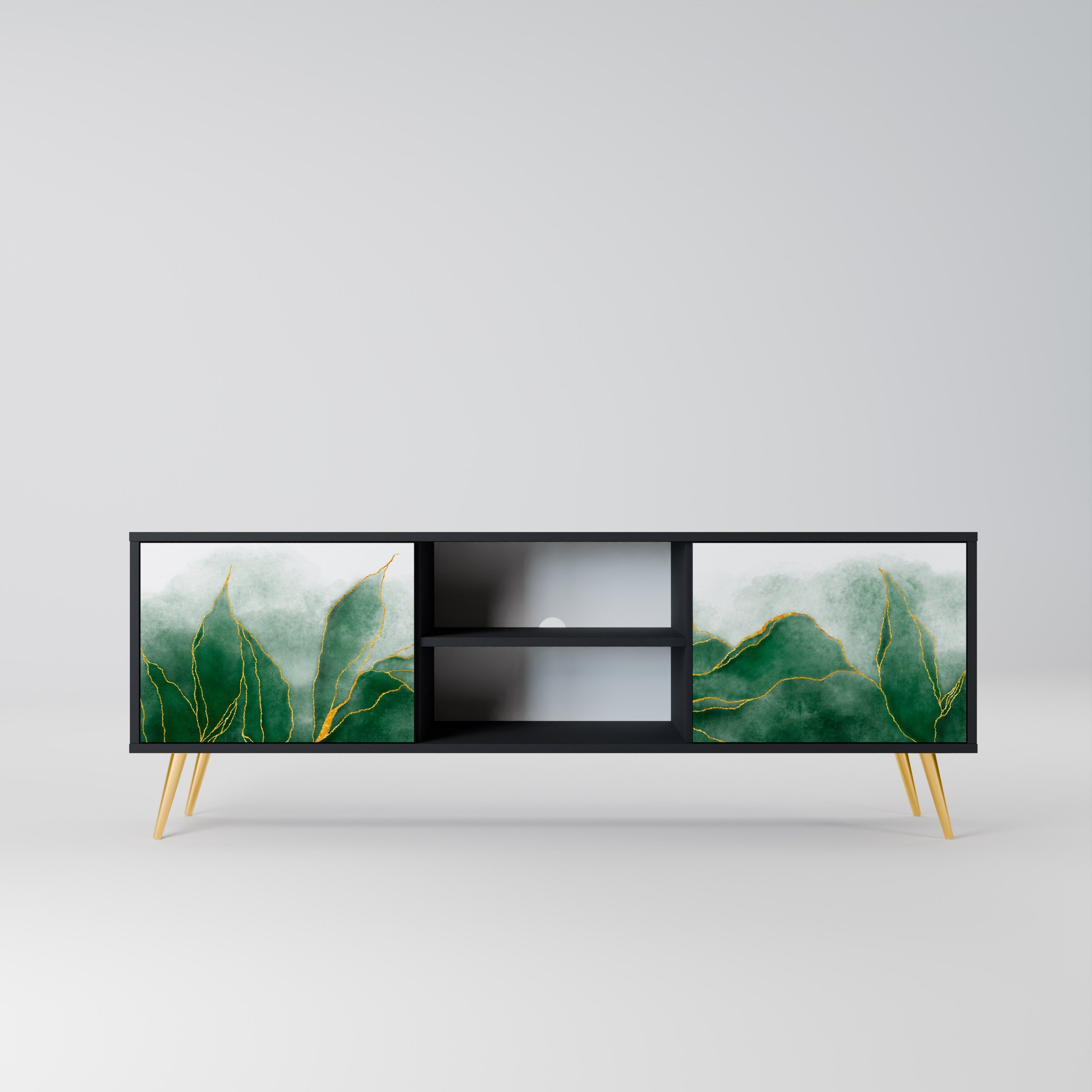 EXPENSIVE NATURE 2-Door TV Stand in Black Finish