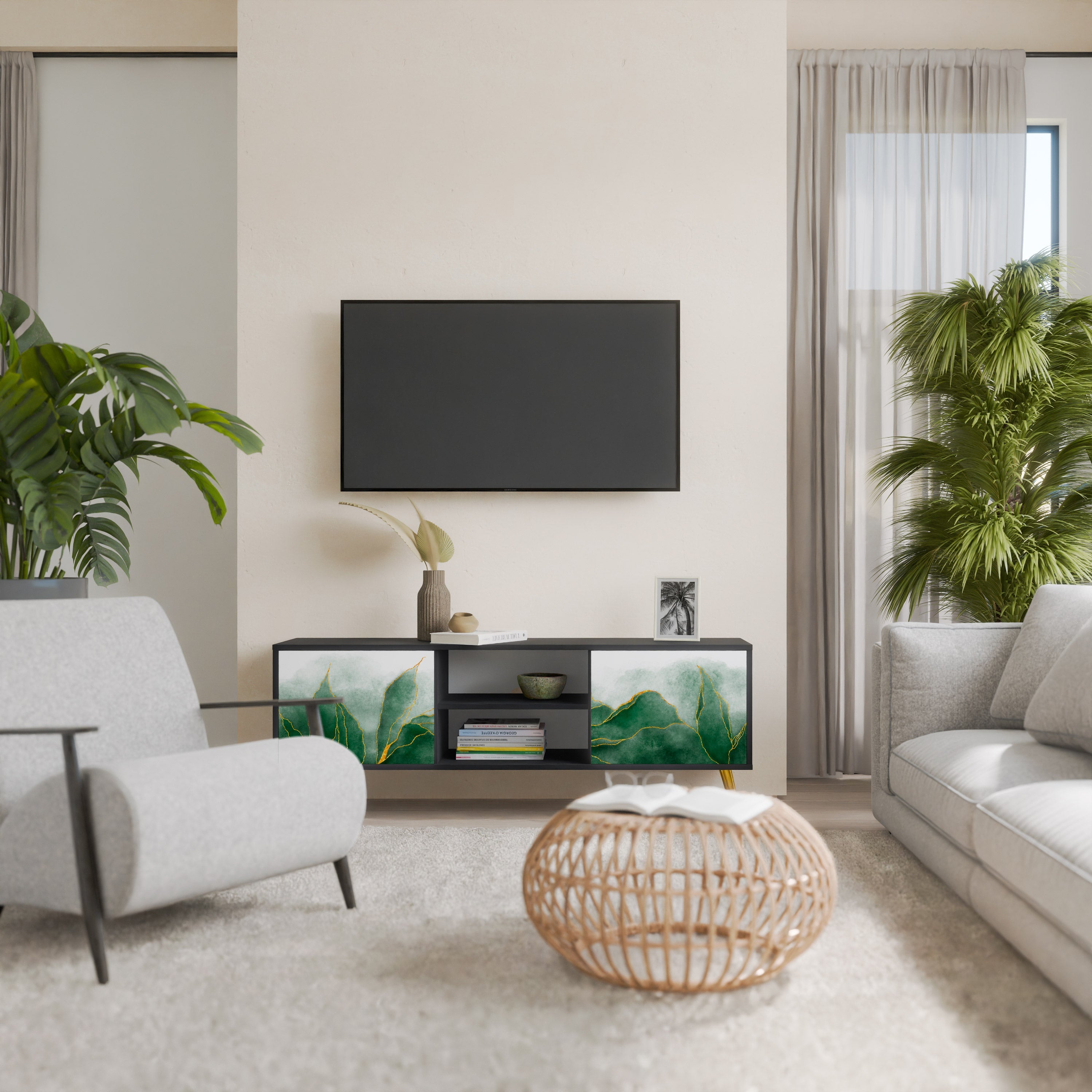 EXPENSIVE NATURE TV-Lowboard mit 2 Türen in Schwarz