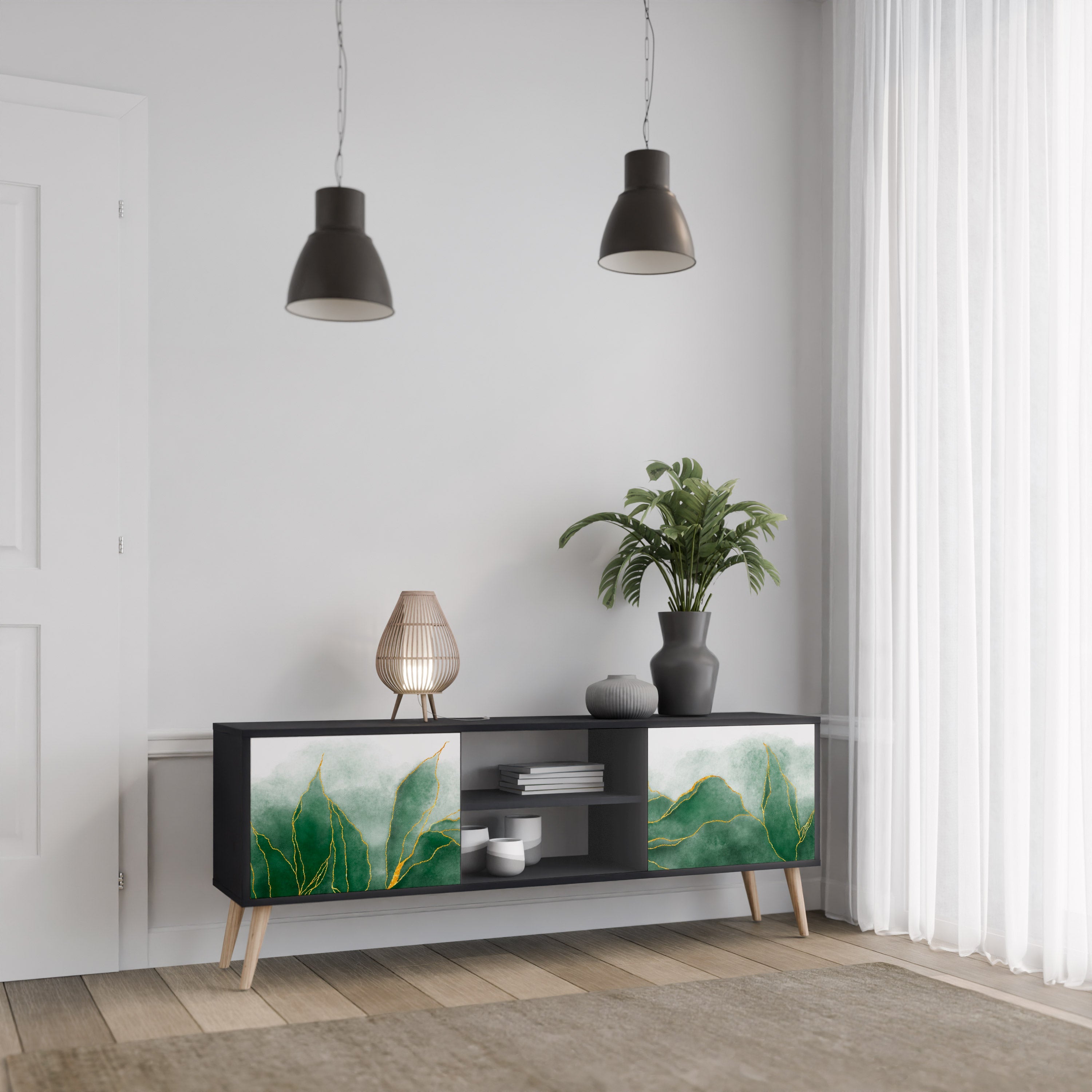 EXPENSIVE NATURE TV-Lowboard mit 2 Türen in Schwarz