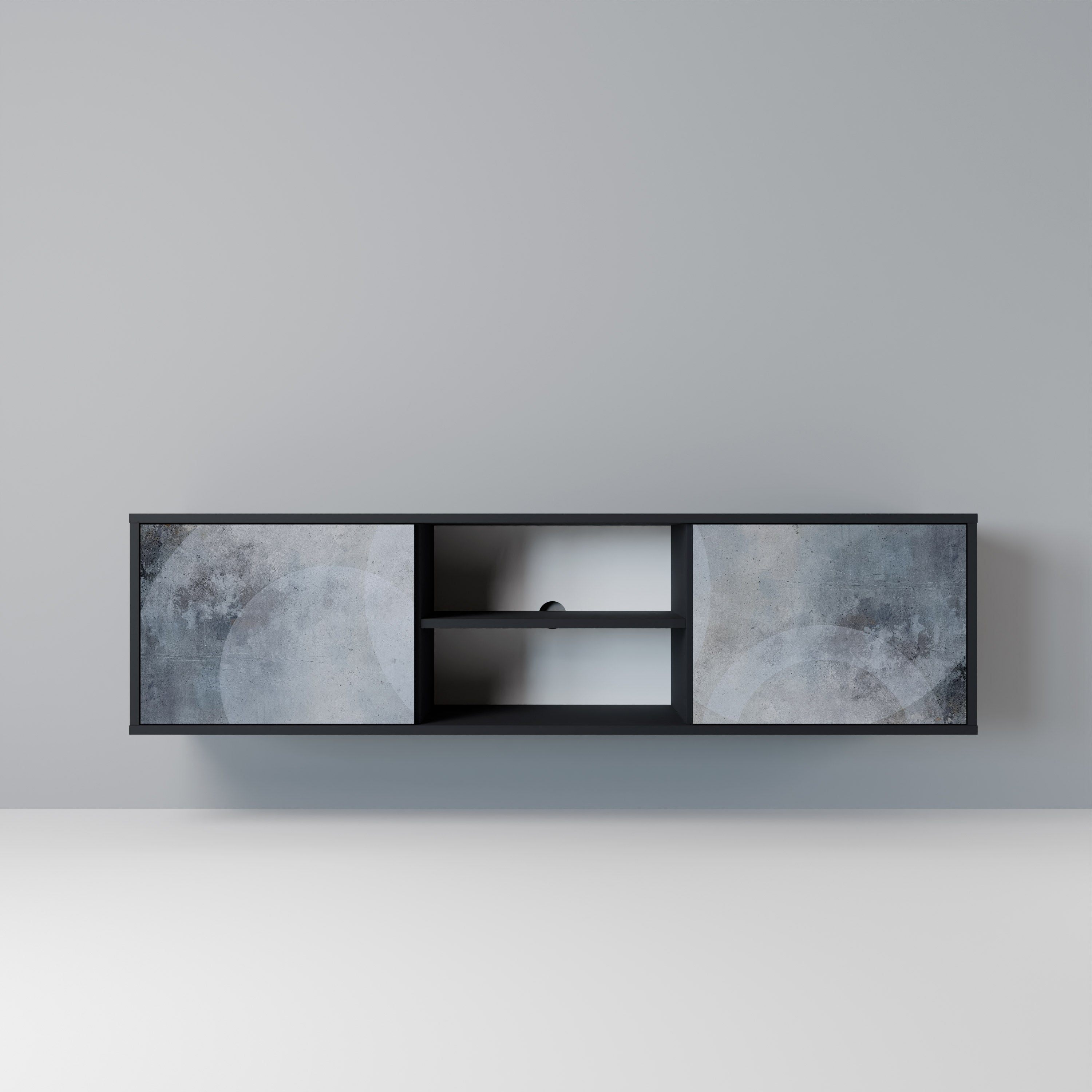 MUTED ARC 2-Door TV Stand in Black Finish