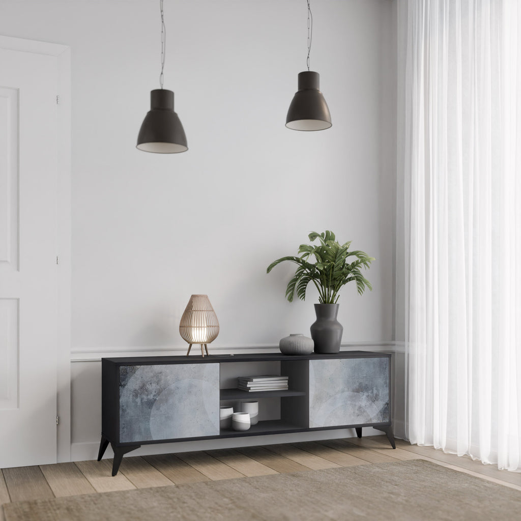 MUTED ARC TV-Lowboard mit 2 Türen in Schwarz