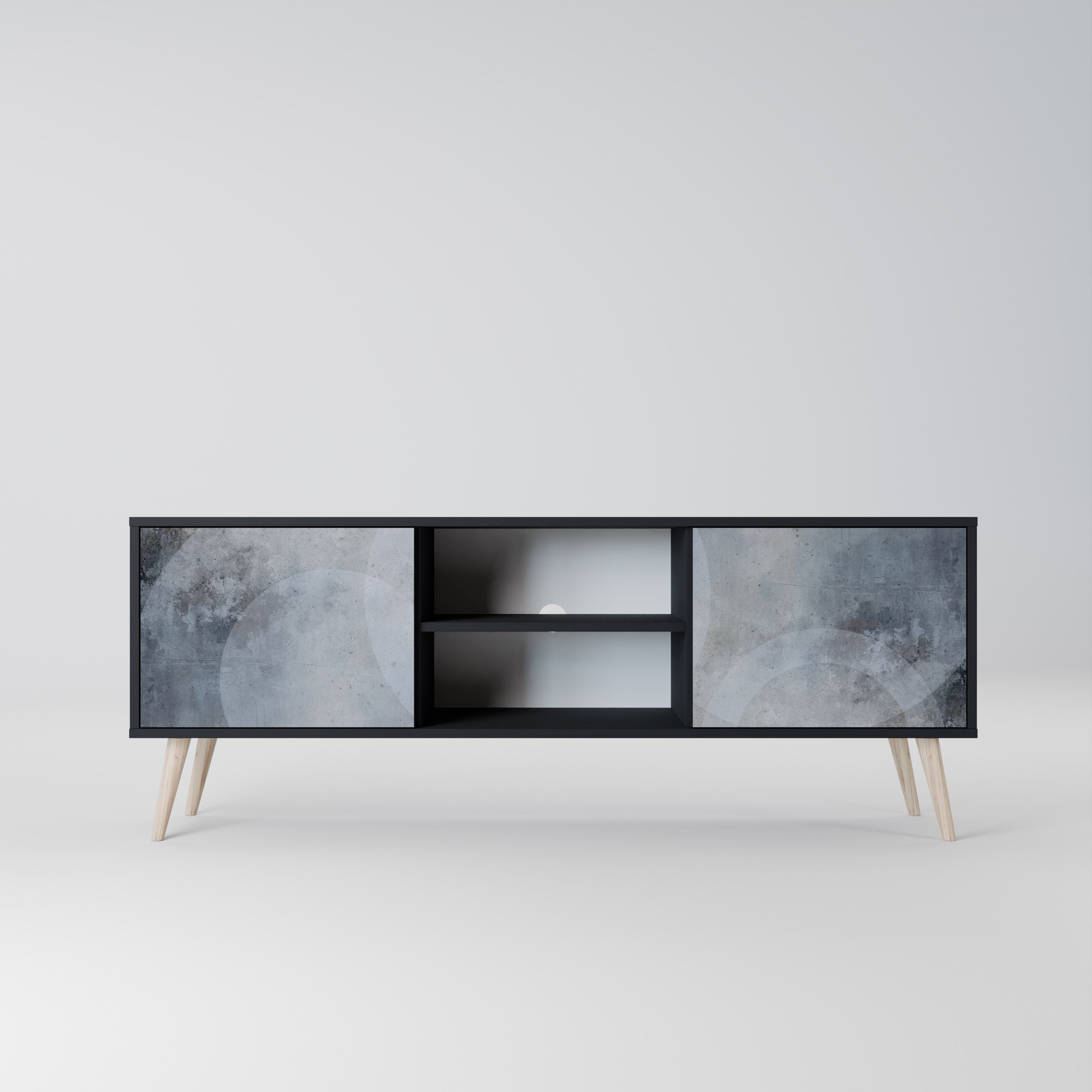 MUTED ARC 2-Door TV Stand in Black Finish
